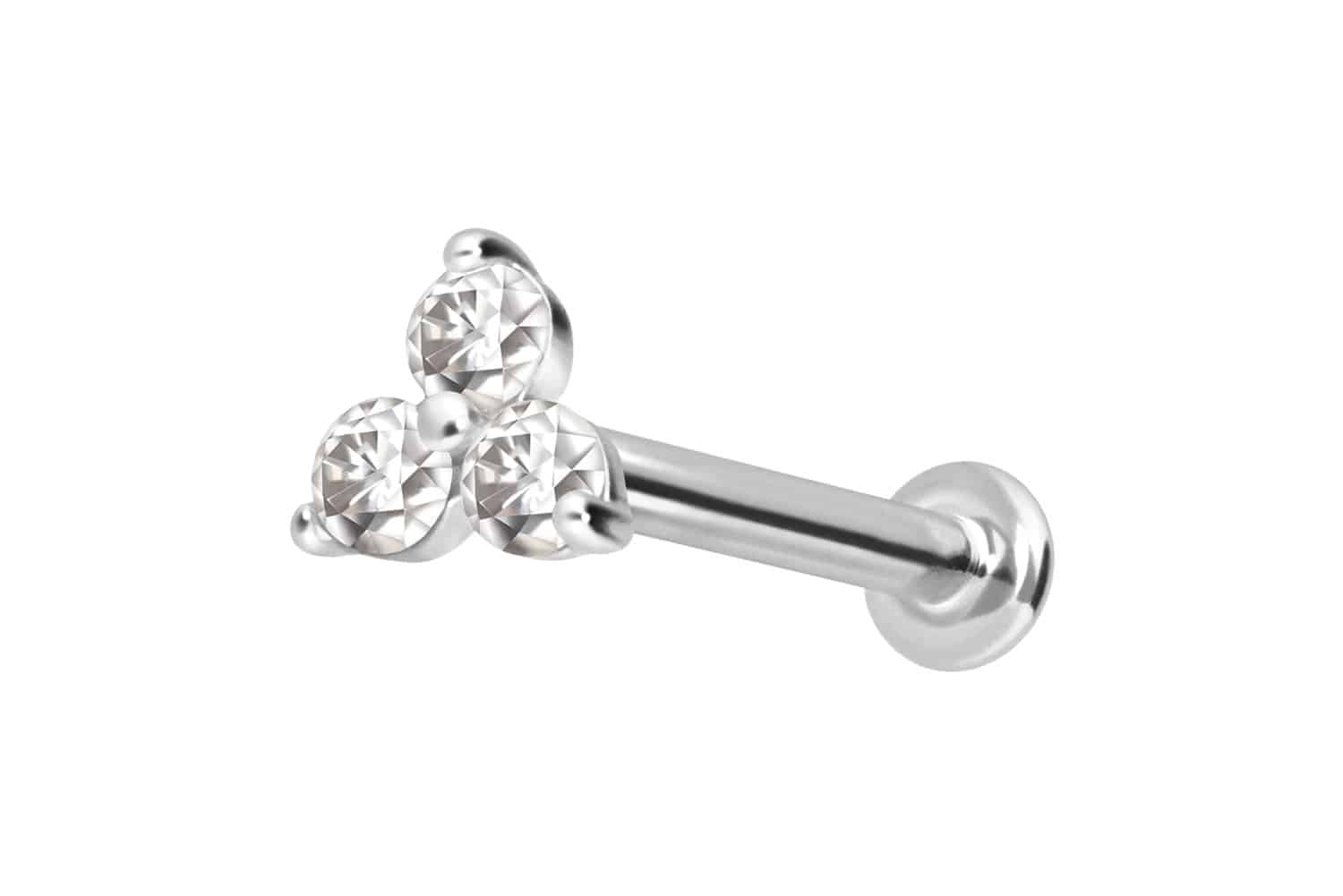 14 Karat Gold Labret mit Innengewinde MOISSANIT-BLUME